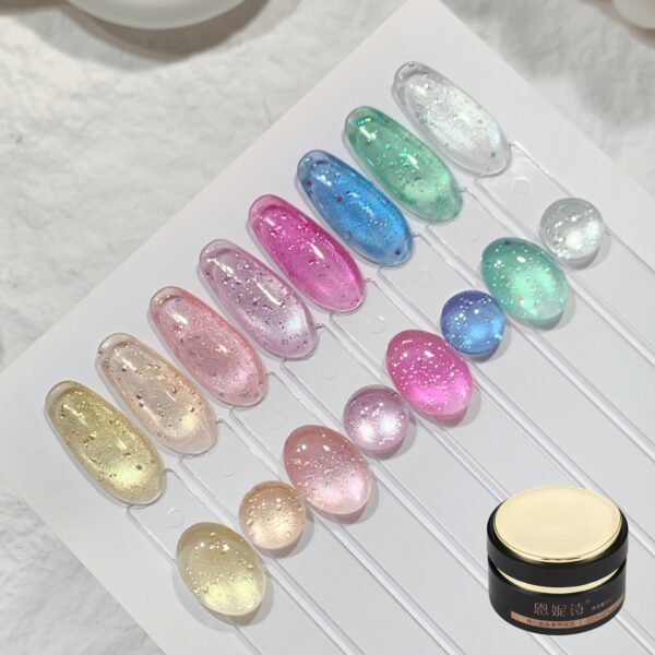 Bulk 8 Colors Summer Sparkling Water Glass Beads Cat Eye Gel