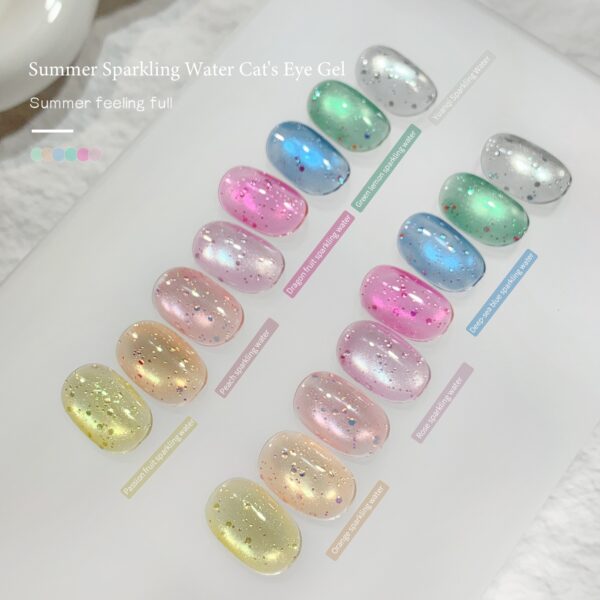 Bulk 8 Colors Summer Sparkling Water Glass Beads Cat Eye Gel