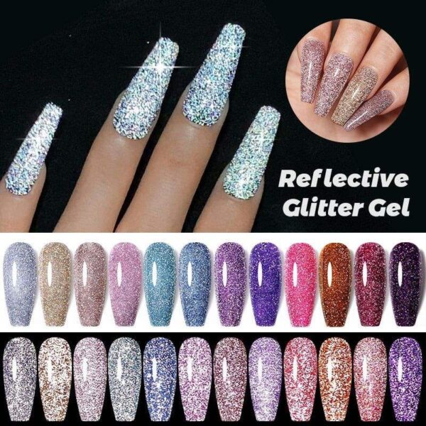 Bulk Glitter Disco Gel Polish Reflective Soak Off UV Gel Bulk Glitter Disco Gel Polish Reflective Soak Off UV Gel