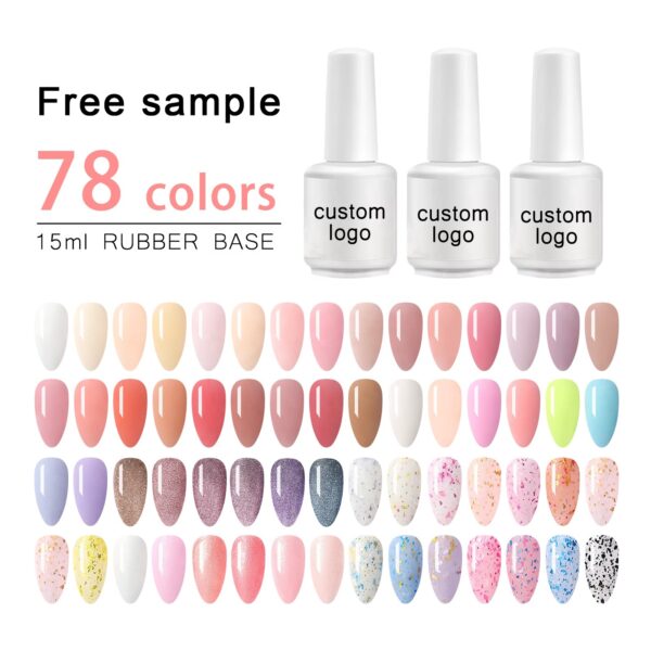 Private Label Rubber Base Gel Polish 78 Colors HEMA Free B2B