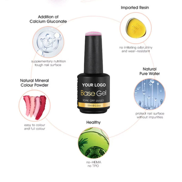 UVLED Soak-Off Gel Base Goma 15ml Proveedor al por mayor