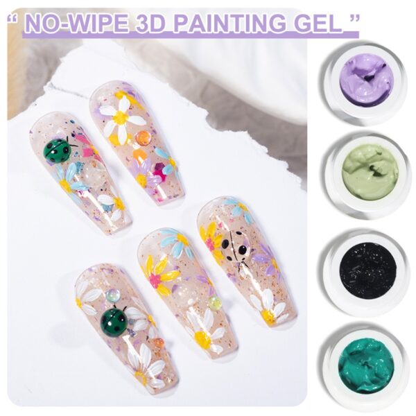 도매 16- 컬러 3D 노 와이프 UVLED 페인팅 페이스트 젤