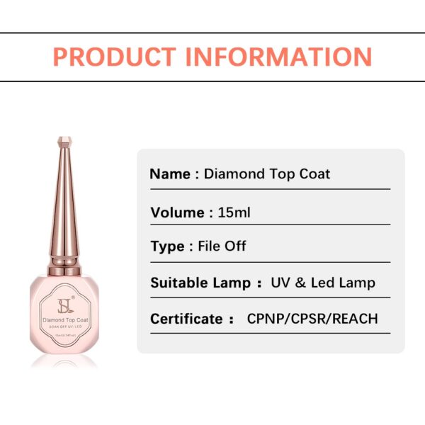 Wholesale Diamond Top Coat No Wipe UVLED Soak Off Gel 15ml