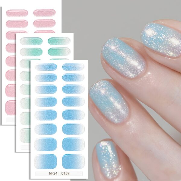 Wholesale Glitter Gradient UV Semi-Cured Gel Nail Strips