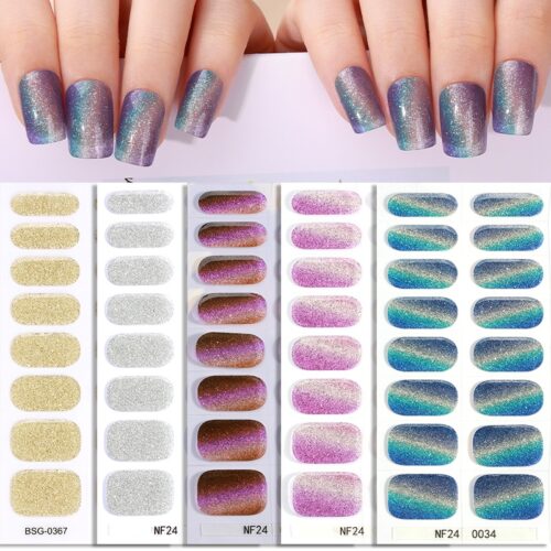 Wholesale Glitter Gradient UV Semi-Cured Gel Nail Strips