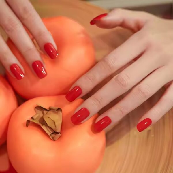 Wholesale Glossy Red UV Semi-Cured Gel Nail Sticker Strips