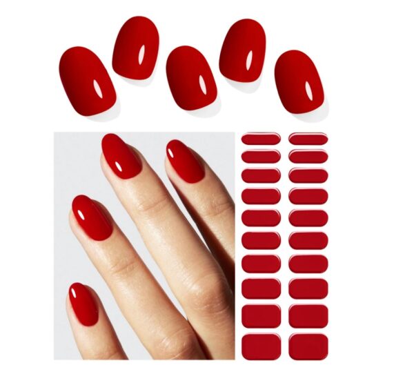 Wholesale Glossy Red UV Semi-Cured Gel Nail Sticker Strips