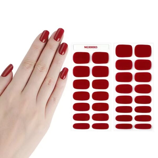 Wholesale Glossy Red UV Semi-Cured Gel Nail Sticker Strips