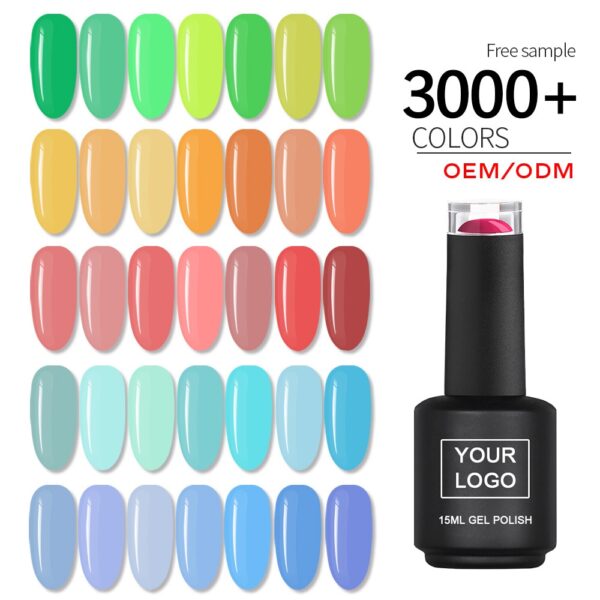 Wholesale OEM 15ml UVLED Gel Polish Custom Logo Colors