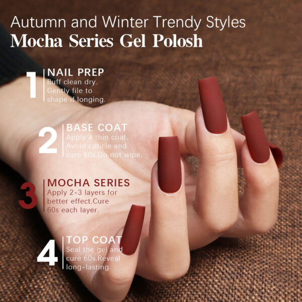 Wholesale OEMODM 12 Colors Mocha Series HEMA-Free Gel Polish Wholesale OEMODM 12 Colors Mocha Series HEMA-Free Gel Polish