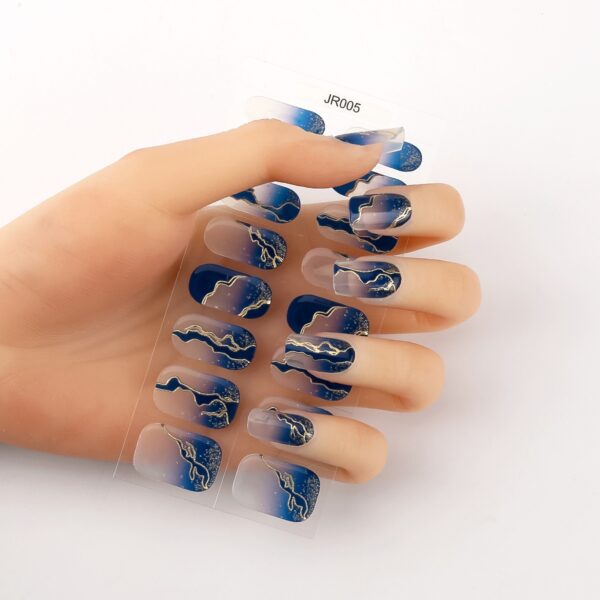 Wholesale Semi-Cured Gel Nail Stickers Blue Gold Marble