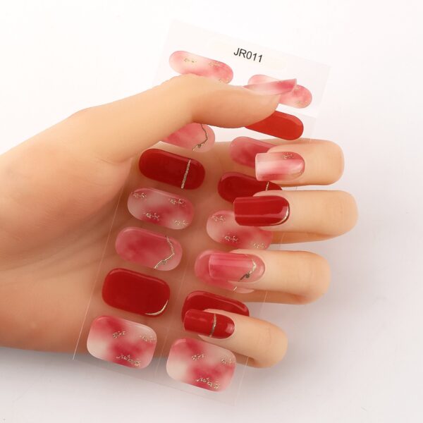 Wholesale Semi-Cured Gel Nail Stickers Blue Gold Marble