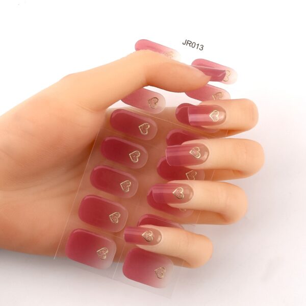 Wholesale Semi-Cured Gel Nail Stickers Blue Gold Marble