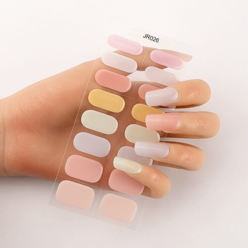 Wholesale Semi-Cured Gel Nail Stickers Blue Gold Marble